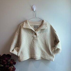 Everlane the organic cotton quilted mock neck sweatshirt crop pullover size s